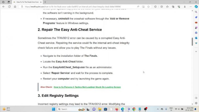 Solution 2:repair the easy anti-cheat service